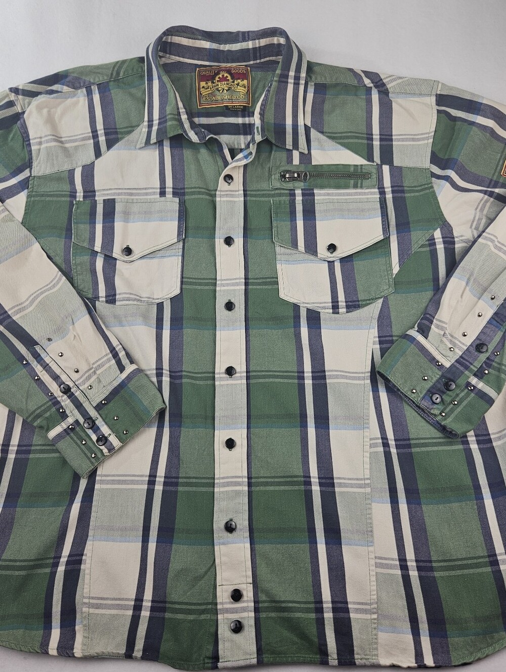 Raw Diamond Men's Western Plaid 3XL Long Slv Shirt "Mountain Hi Lodge Alpine AZ"